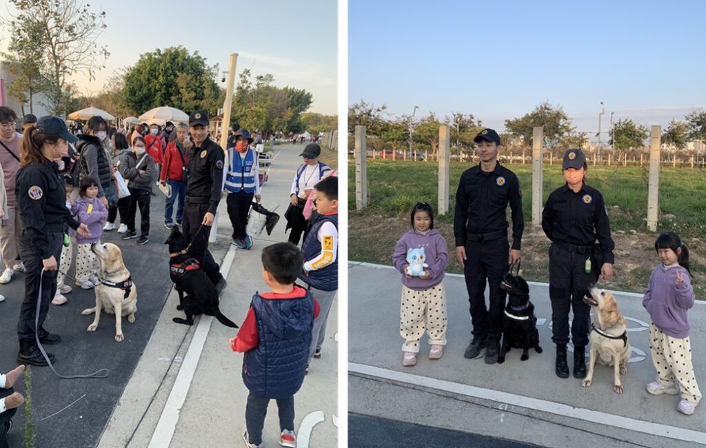 ▲圖說：警犬勤務結束閒暇之餘，歡迎民眾與警犬一起拍照合影 （圖／台中市政府提供）