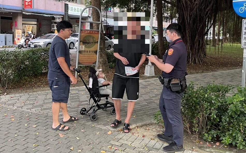 ▲圖說：休假警員推著9個月大女兒在公園散步，意外尋獲緊急協尋失蹤人口                （圖／台中市政府 提供）