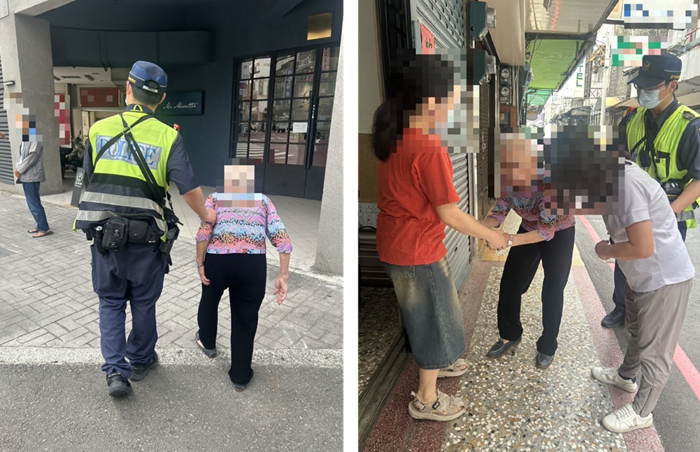 ▲圖說:90歲的蔡鄭姓老婦迷途第二市場內,員警帶著阿嬤向平等街周邊店家及民眾逐一詢問,終於找到阿嬤家 (圖/台中市政府 提供)
