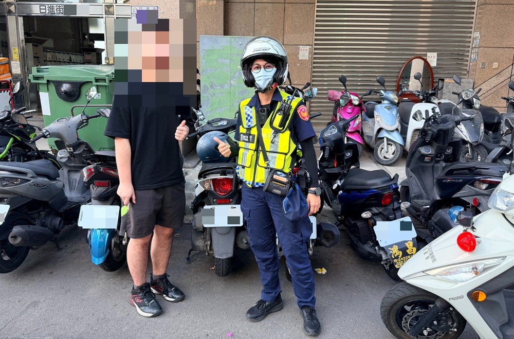 ▲圖說：第一分局民權所員警白青諺迅速尋獲19歲周男機車，原來是記錯停車位置 （圖／台中市政府 提供）