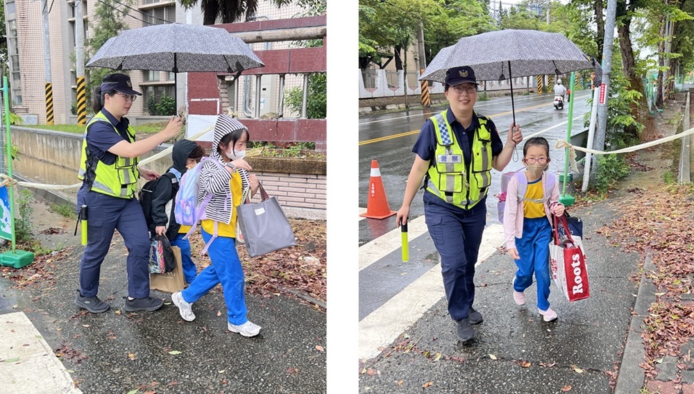 ▲圖說：8月31日開學日天氣不穩定，玉井警啟動「護童與防汛安全專案」 （圖／台南市政府 提供）