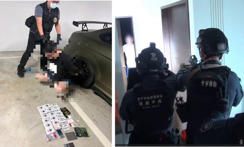 ▲圖說:中市刑大專案小組搭配保警特勤中隊同步執行攻堅,逮捕陳嫌等4人販毒集團 (圖/台中市政府 提供)