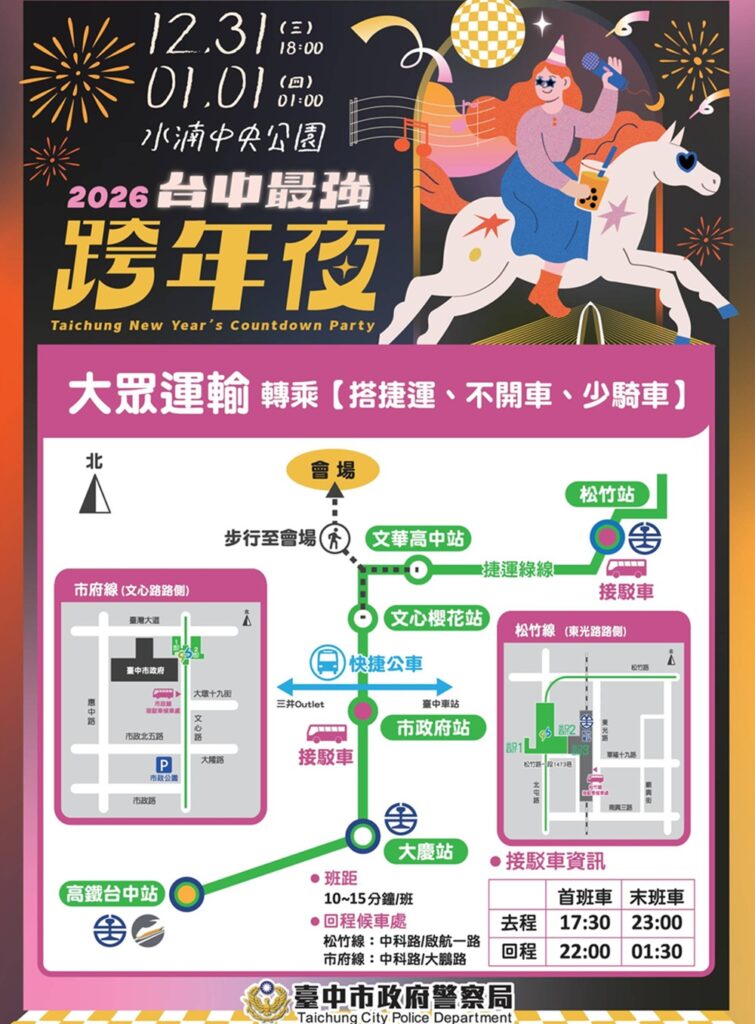 ▲圖說：「2026臺中跨年晚會」大眾運輸圖           （圖／台中市政府 提供）