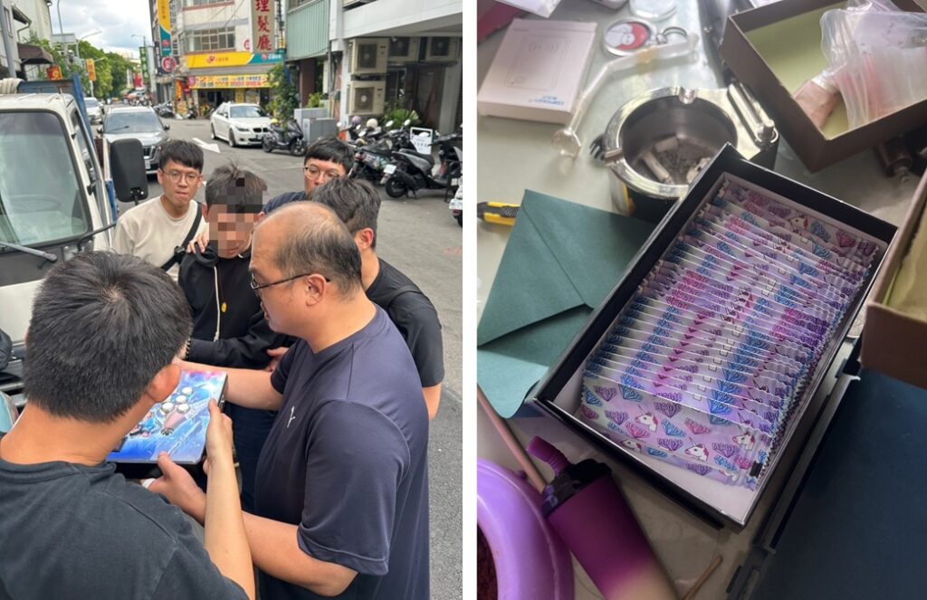 ▲圖說：中市警方持搜索票搜索，當場查扣藥頭張嫌持有之安非他命、愷他命與毒品咖啡包等證物 （圖／台中市政府 提供）