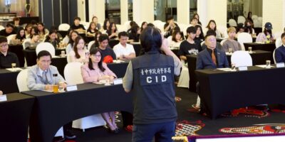 ▲圖說：中市警察局於華僑協會總會舉辦「識詐、防詐宣導講座」活動，向在台僑生宣導防詐知識 （圖／台中市政府 提供）