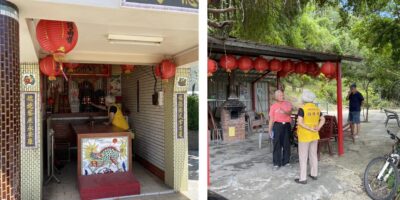 ▲圖說：頭份市民代表白珠珍向土地公祈求工程順利，保佑鄉里民眾平安順遂 （圖／記者彭維權 提供）